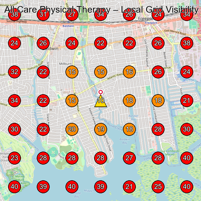 All Care Physical Therapy GeoGrid visibility map for Physical Therapy Clinic in Oceanside